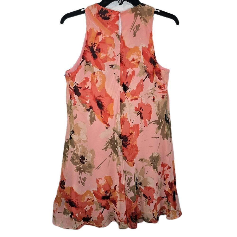 Ralph Lauren Line-A Mini Dress Salmon Floral Sleeveless Resort Party Size 6 - Picture 7 of 9